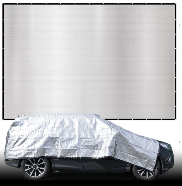 6x7 m Alu Schattennetz Auto Abdeckung - Hitzeschutz Hund - Sonnensegel Camping