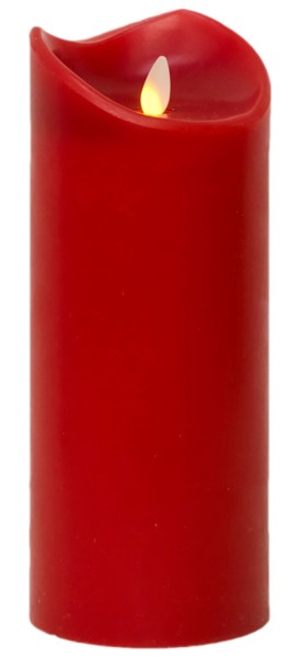 Tronje LED Kerze 23 cm Echtwachskerze inkl. Timer Ø 9,5 cm flammenlose LED-Leuchtkerze Rot flackernd