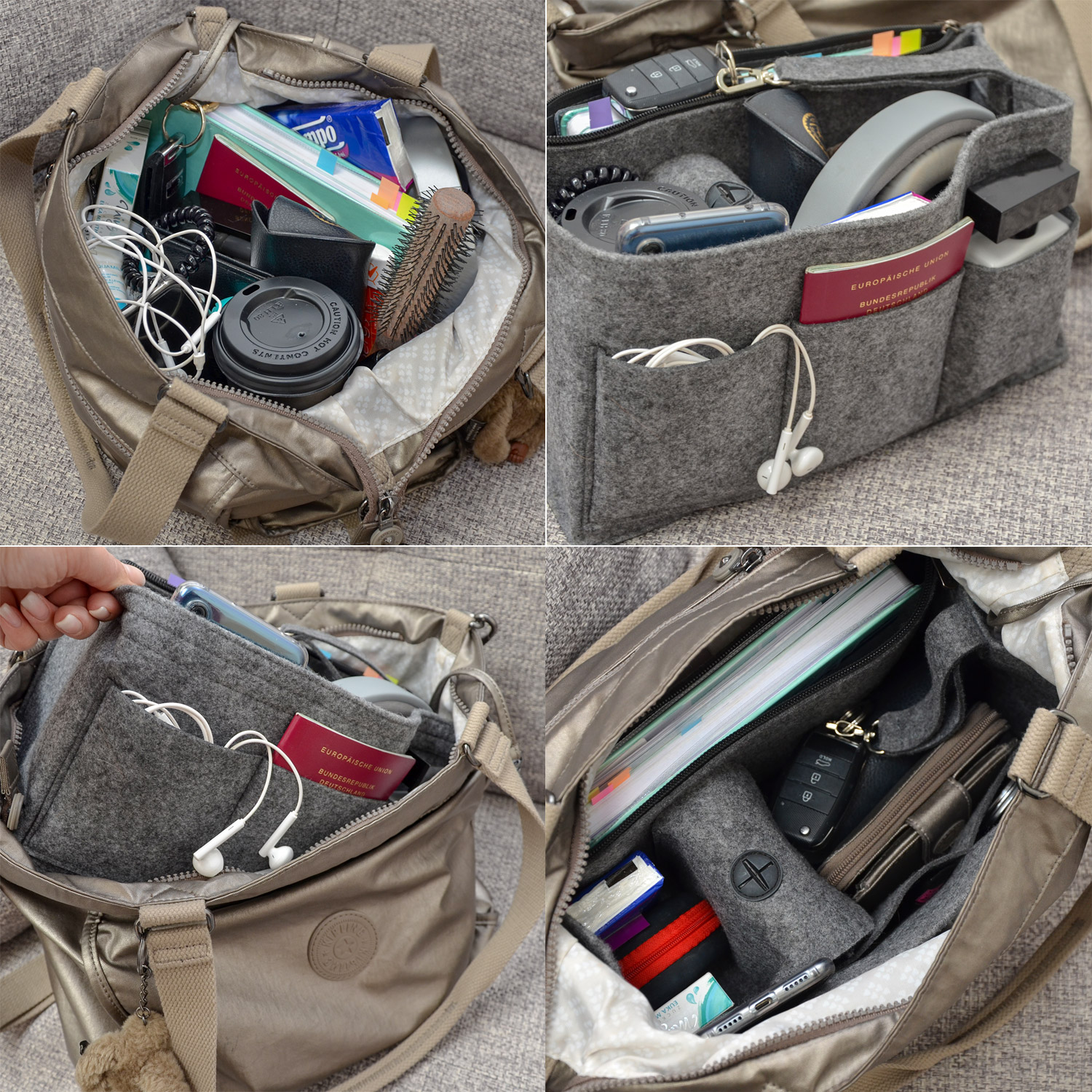 Handtaschen Organizer 30x12x17 cm Filz Tasche Innentasche Taschen