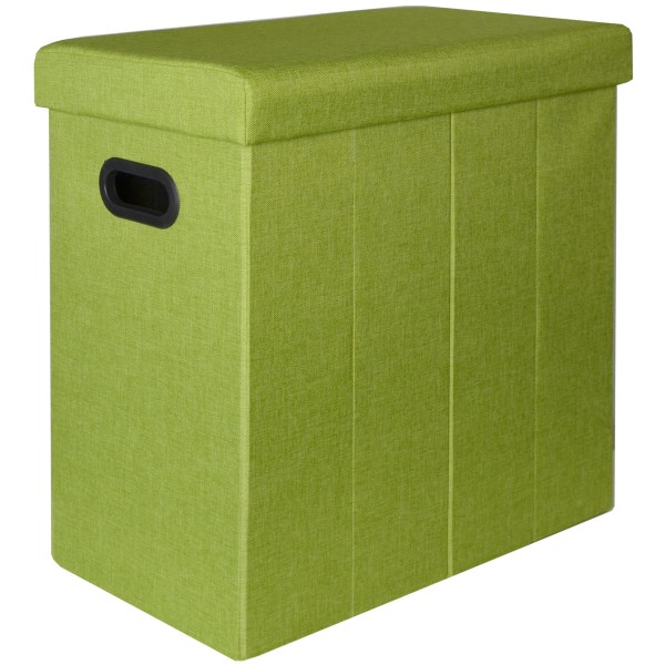 Faltbarer Wäschekorb 70L Wäschetruhe mit Deckel Wäschebox Wäschesammler Leinen-Optik Grün