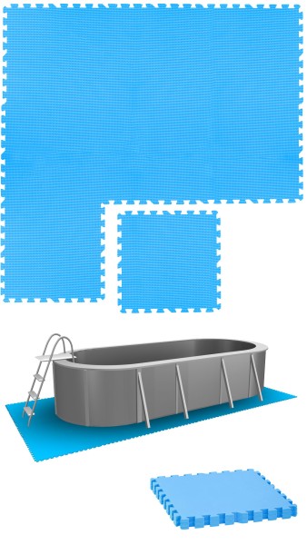 1,9m² Poolunterlage - 8 Große Poolmatten - 50x50 Outdoor Pool Bodenschutzmatte