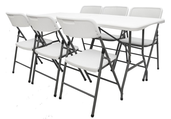 Gartenmöbel Set klappbar - 180cm Tisch mit 6 Stühlen Garten Sitzgruppe Essgruppe