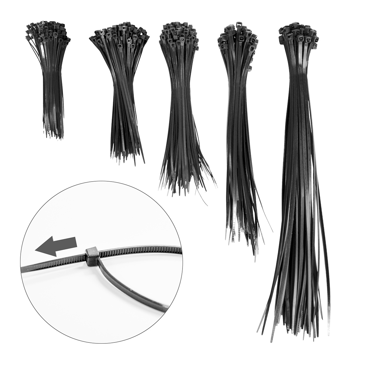 Kabelbinder-Set T-Tie, schwarz 100-teilig einfach kaufen