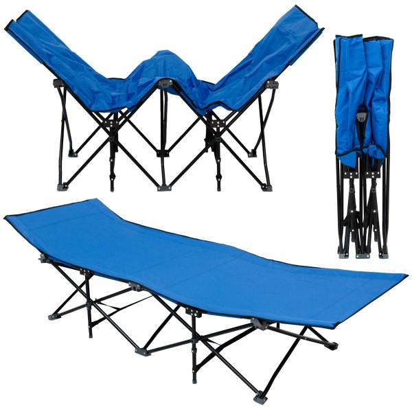 AMANKA Faltlbett Faltliege Feldbett Blau Camping-Metall-Klappiege ca. 190x70cm