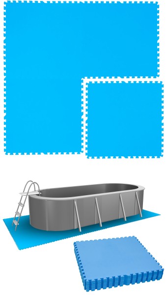 7,6 m² Poolunterlage - 12 EVA Matten 81x81 Pool Unterlage - Unterlegmatten Set