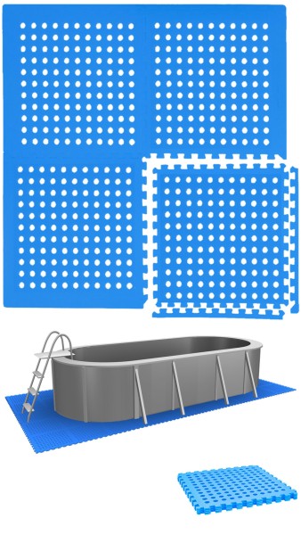 1m² Poolunterlage - 4 Große Poolmatten - 50x50 Outdoor Pool Bodenschutzmatte